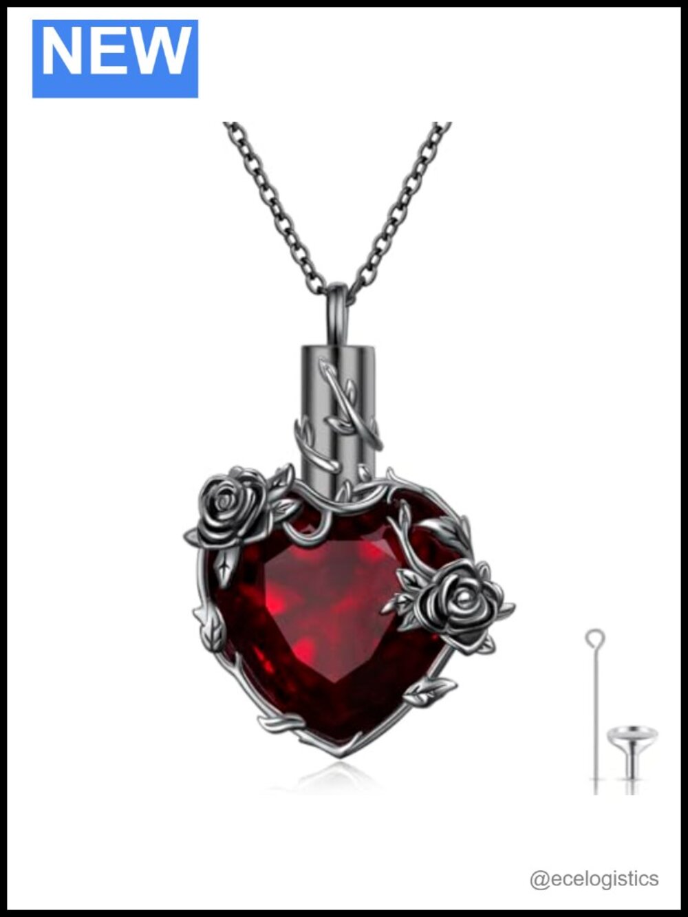 925 Sterling Silver Heart Urn Necklace Memorial Ashes Keepsake Pendant